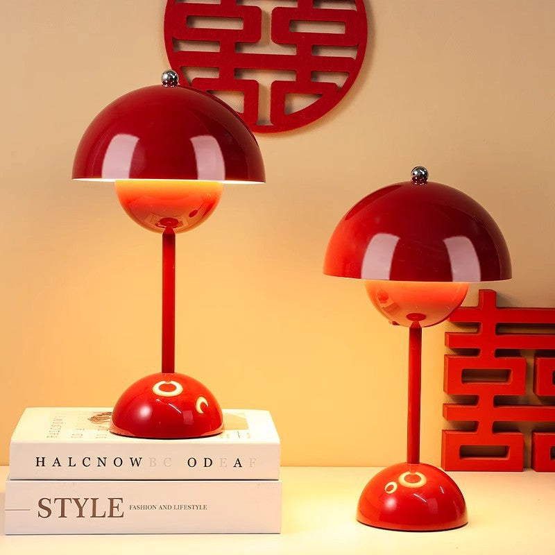 A pair of long-lasting wedding lamps, wedding dowry, wedding room, happy flower bud lamp stand, festive bedroom bedside mushroom lamp, new chinoiserie