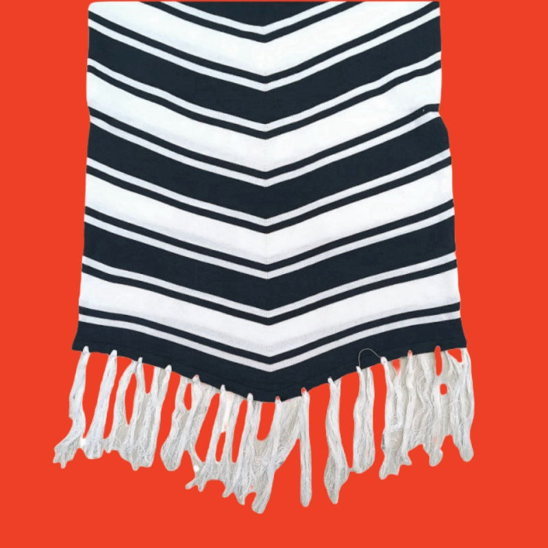 tight stripes tassel sweater skirt women's summer sleeveless hip skirt silmslimming lookknittingdress