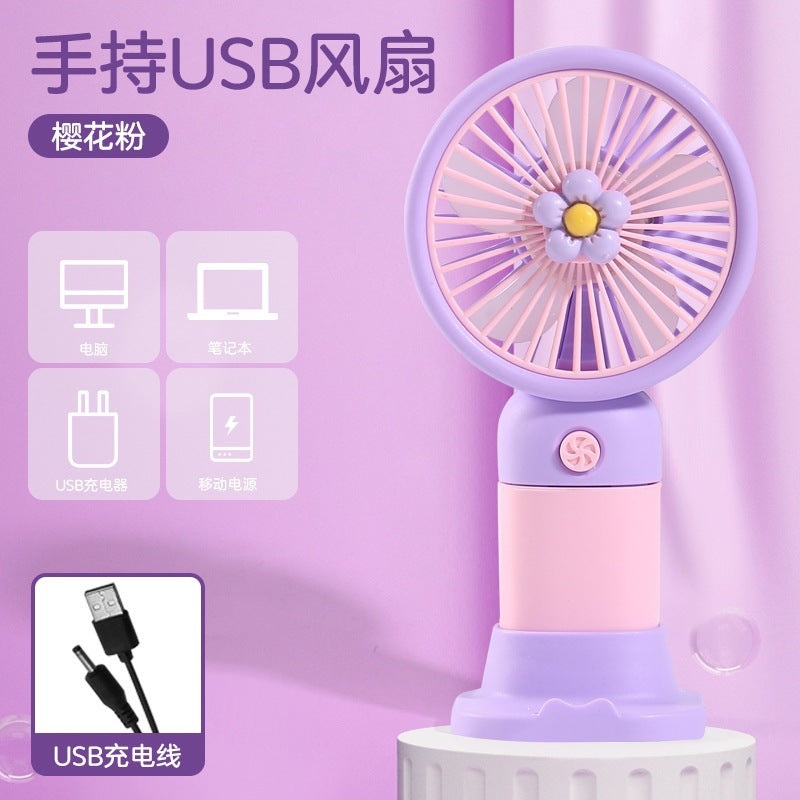 hot-selling handheld mini fan, featuring a cute floral cartoon design. usb powered, desktop mini portable fan, perfect for student gifts and wholesale