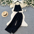Minimalist cami top & wide-leg pants set - women's summer sleeveless chic outfit - effortless & sophisticated workwear
