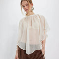 european and american cross-border spring/summer solid color women's chiffon blouse - casual, versatile, sun protection, lightweight shawl, light outerwear