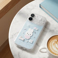 Light blue fresh style suitable for apple 18promax polka dot music white rabbit mobile phone case iphone17 realm case
