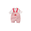Autumn cherry two-piece overalls set - girls' outfit, new cartoon style, korean fashion, cute baby