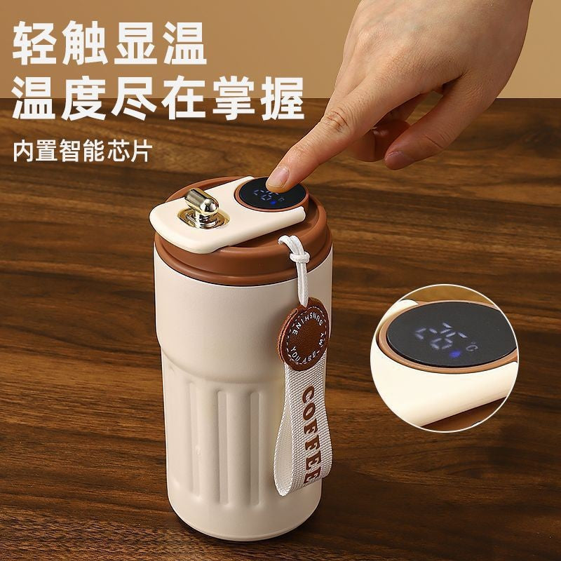 Smart coffee mug - 316 stainless steel, stylish design, car-friendly vacuum insulated thickened thermos, portable travel mug for students