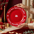 Minimalist chic premium gift: red ceramic plate - perfect housewarming present, cross-border bestseller, rose plate