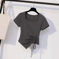 Japanese and korean lazy style asymmetrical square neck design gray dressfrenchclassy sense of wear long skirt suit