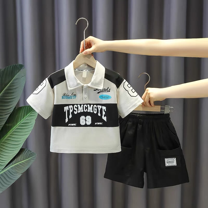 Boys' summer outfit set : stylish and cool baby clothes, trendy kids' summer short-sleeve top