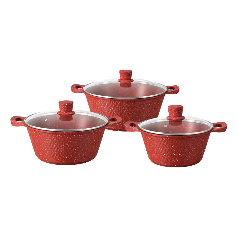 medical stone die-casting soup pot set marble one-piece small diamond ten-piece set wholesale cross-border customization