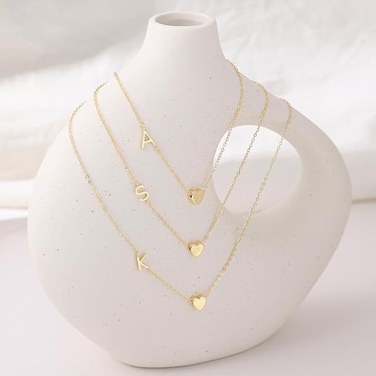 European and american fashion heart-shaped 26 letter minimalist necklace creative versatile peach heart pendant short clavicle chain women's gift