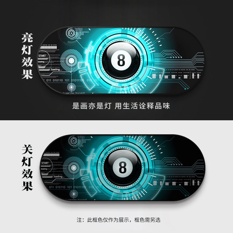Billiards hall decorative painting black eight ball wall luminous hanging painting chess and card billiard room club bar led star light