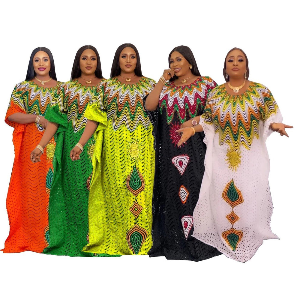 supply of african pure cotton cut outembroidered high-end plus sizefashion women's dress big sale