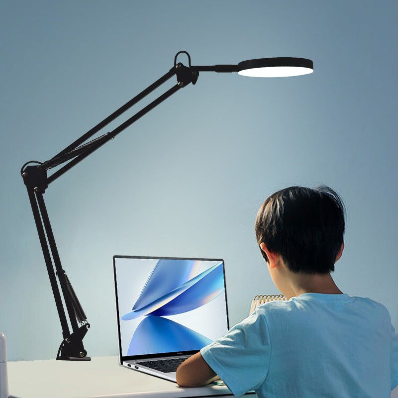 Clip-on desk lamp - long arm, foldable, designer style - ideal for reading, drawing, and computer work
