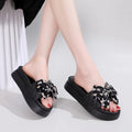 Thick sole bear bows slippers women's summer outwear 2025 new arrival fairy style fashion heightenednon-slip sandals women's slippers