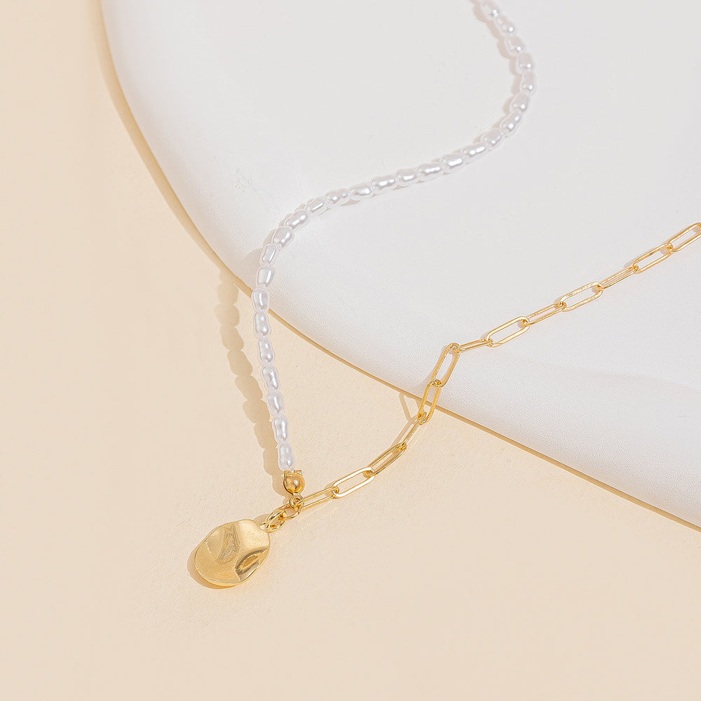 Women's pearl pendant wholesale: european and american cross-border design, mixed metal jewelry, high-end, unique, and trendy necklaces