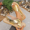 foreign trade summer new large size anti-woven bottom metal buckle crocodile pattern cross-border comfortable lightweight sandals for women