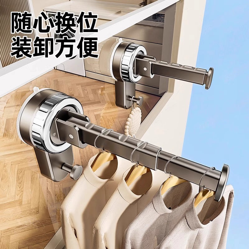 Suction cup clothes hanger storage handy gadgetfor home clothes hanger punch-free storage rack balcony wall wall-mounted telescopic hanging rod