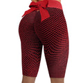 2025 amazon women's bowknot honeycomb jacquard solid color yoga pants, activewear, capri leggings - in stock, cropped length