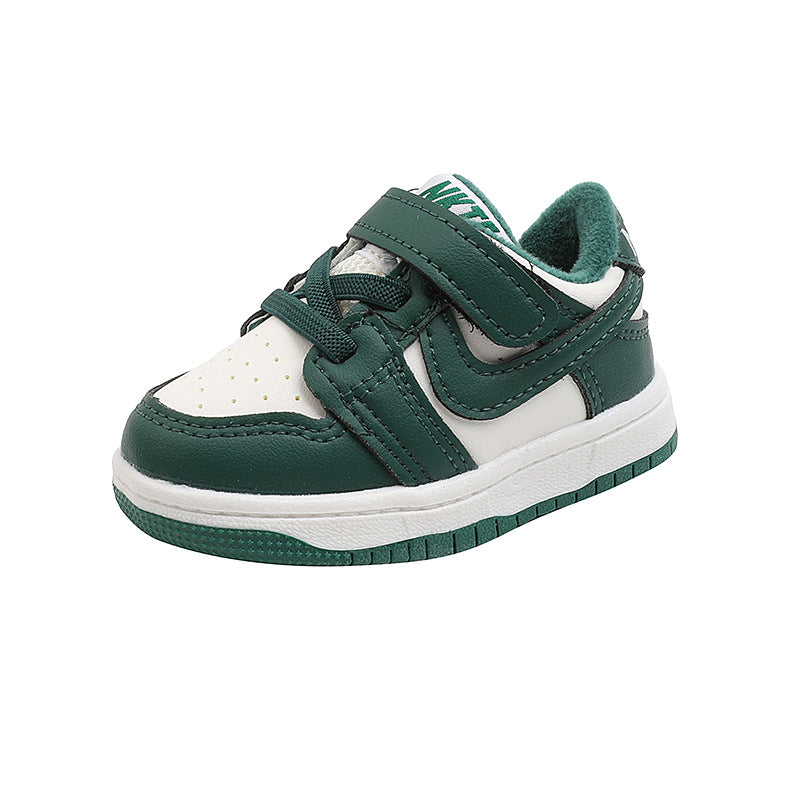 Kids' athletic shoes, boys' and girls' sneakers,  autumn/winter double-layer cotton shoes, korean style baby shoes, soft sole prewalker shoes