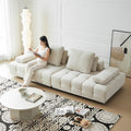 Foshan lawrence sofa designer large flat cotton and linen fabric sofa living room linen cream style straight row sofa