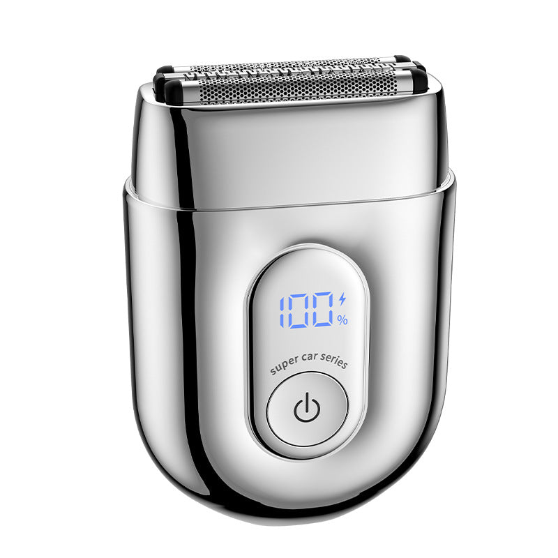 Men's electric shaver - digital display, mini reciprocating, magnetic attachment, triple blade head, portable alloy razor - cross-border wholesale