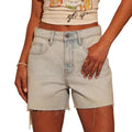 best selling earthy yellow distressed jeans women's back pocket ripped straight-legshorts stretch high waist three-quarter pants
