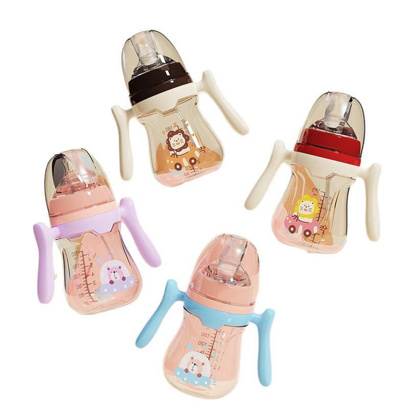 English boxed pacifier 180/240/280ml simple with handle PP bottle with straw