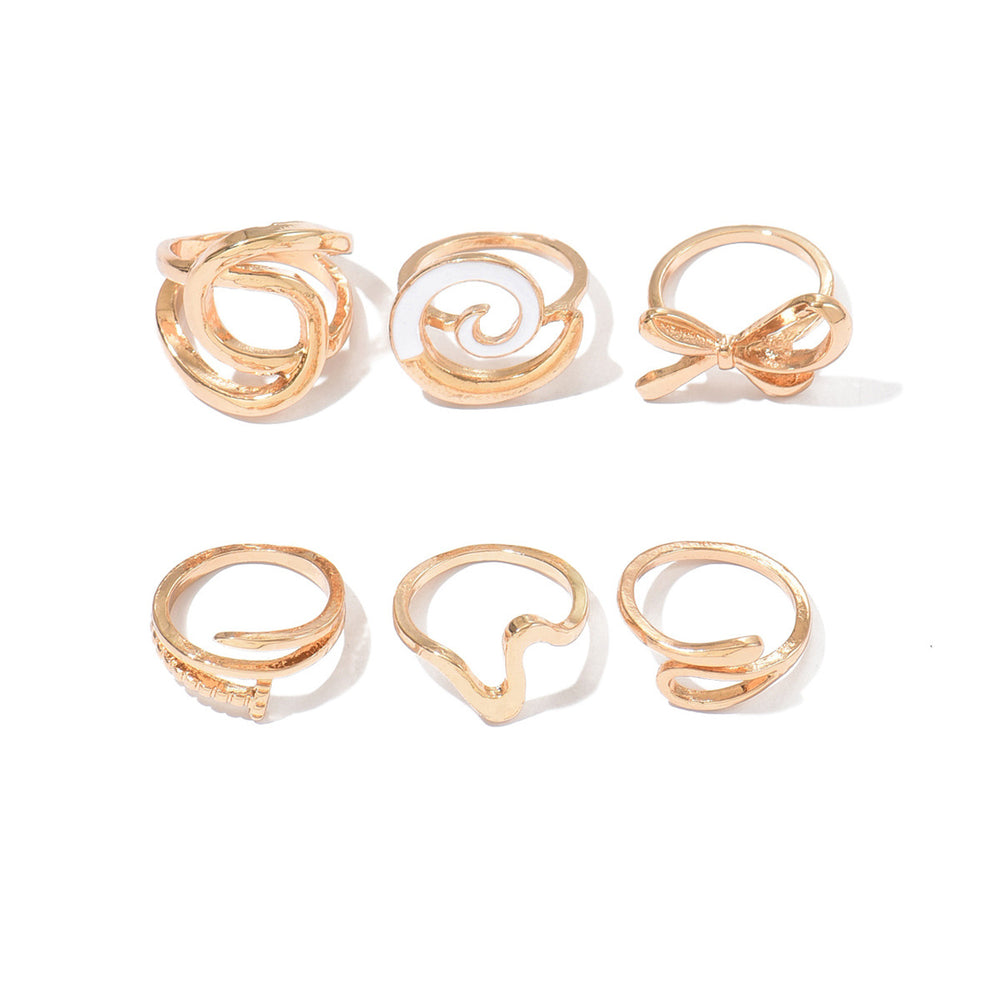 Wholesale geometric rings: european and american cross-border jewelry, women's irregular line hollow design, ins-style stackable ring set