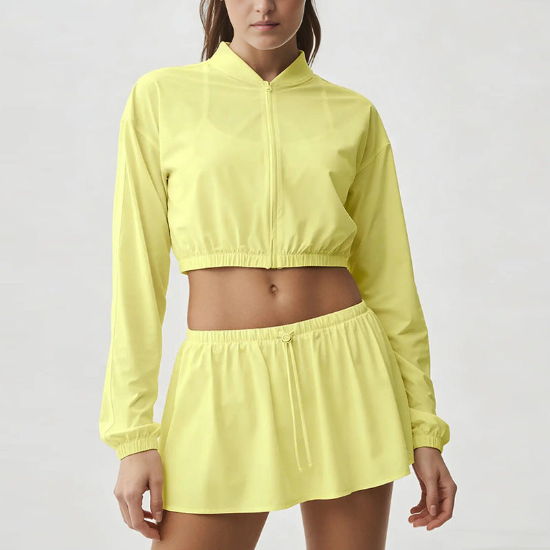 cool cloth sportswear casuallong sleevesfashion quick-drying tops short skirt zipper sun protection clothing breathable outwear summer