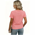 women's fashion, european and american style,    export new spring/summer casual solid color loose short-sleeve t-shirt