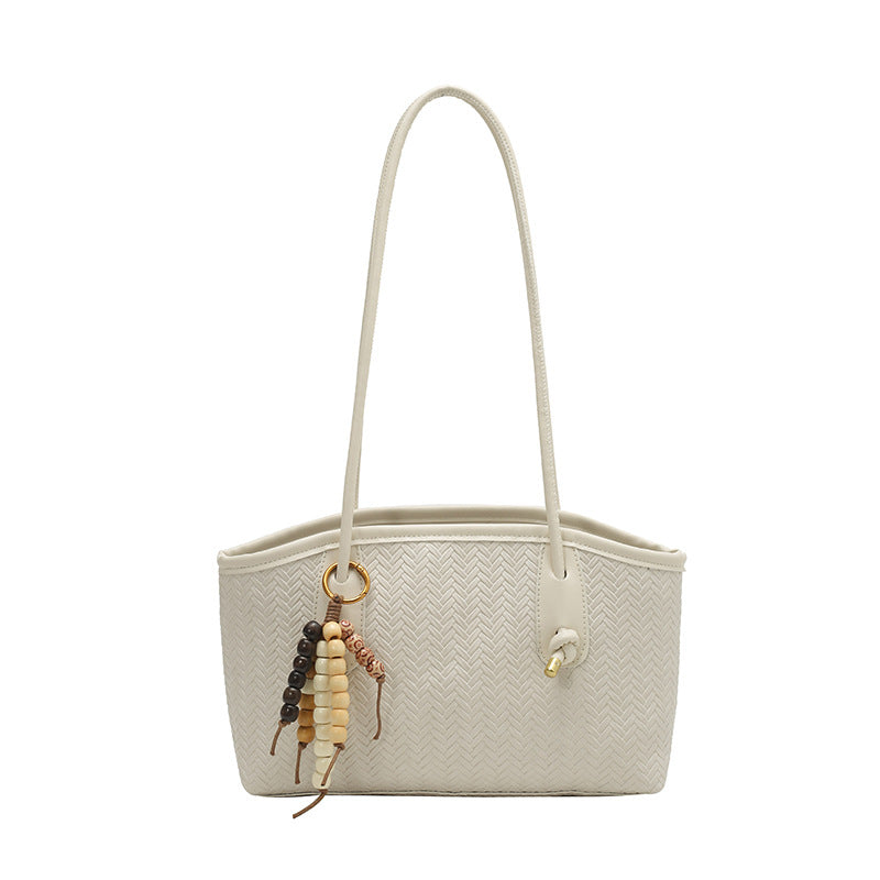 Woven commuter tote bag for women - new autumn 2025 collection: casual, minimalist, versatile shoulder bag/cosmetic bag