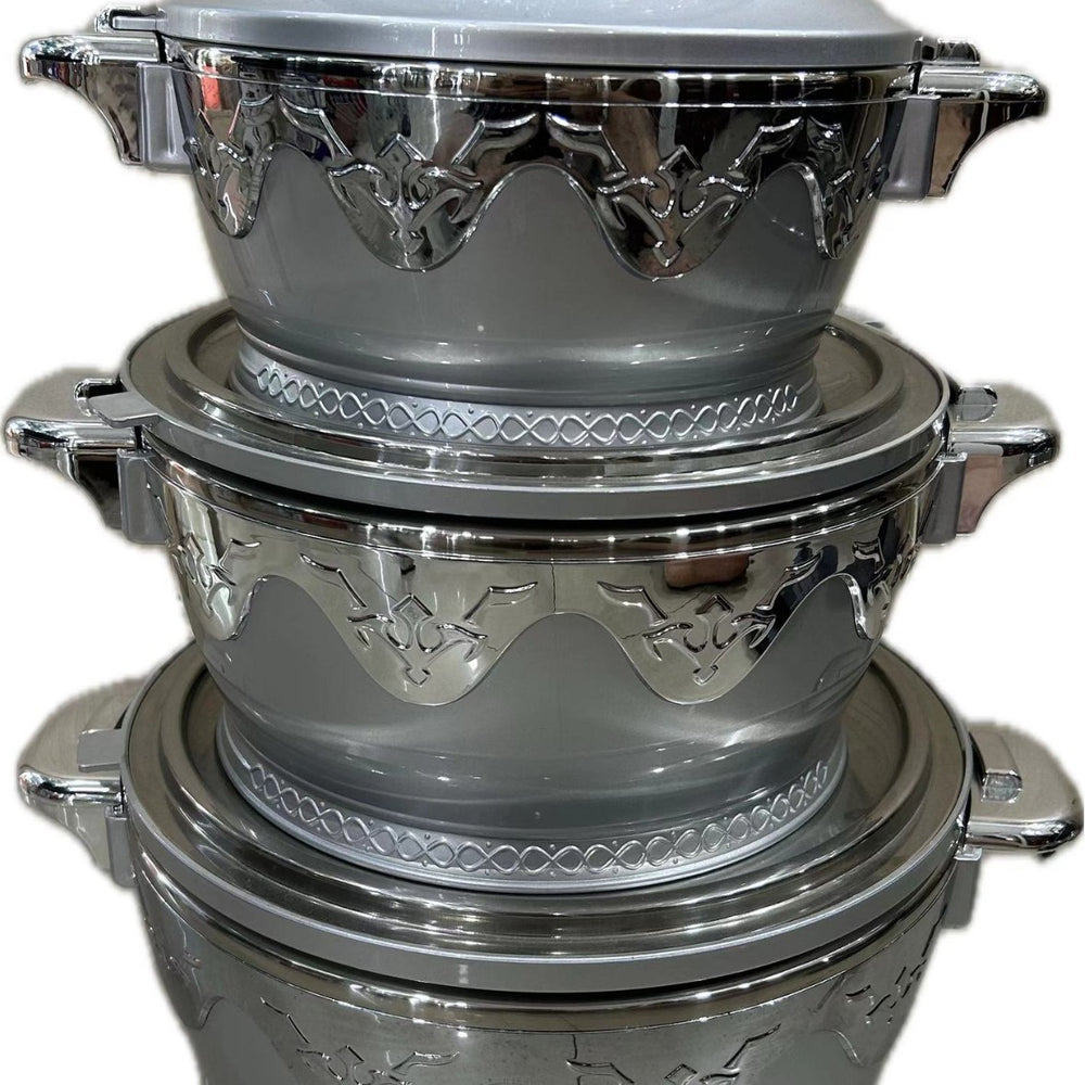 cross-border 2.3-4.5-6.5l 3pcs lotus double-layer insulation box insulation lunch box insulation tableware