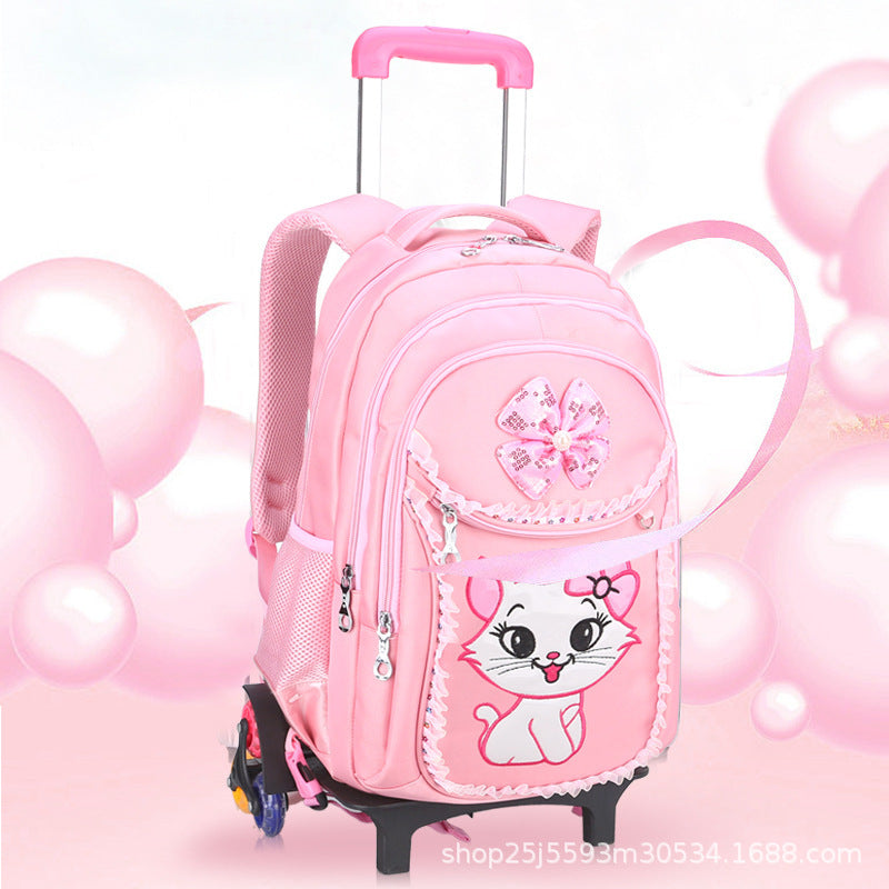 New  primary school students tie rod schoolbag 1-6 grades boys and girls backpack lunch bag cartoon children's bag