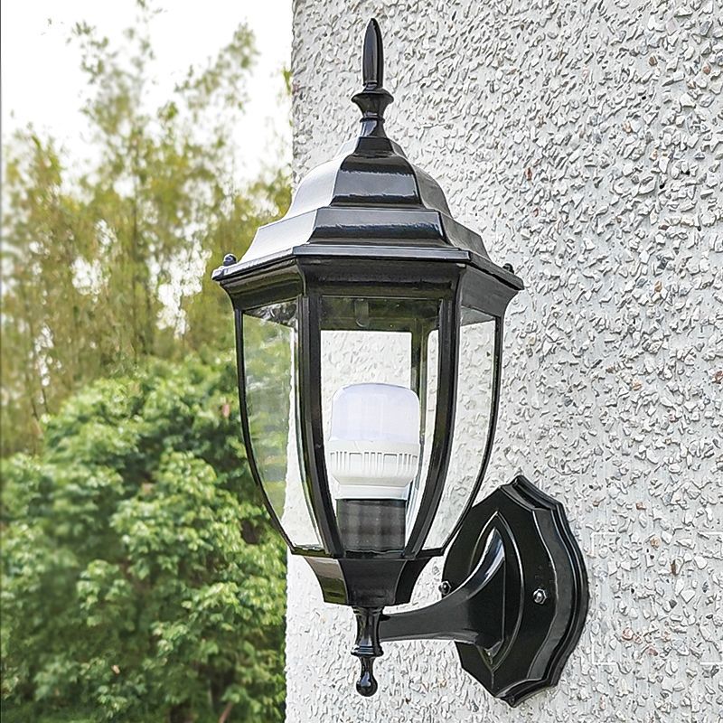 Outdoor wall light waterproof antique courtyard lamp european style outdoor villa pillar wall lamp luxury hexagonal wall sconce - hardwired