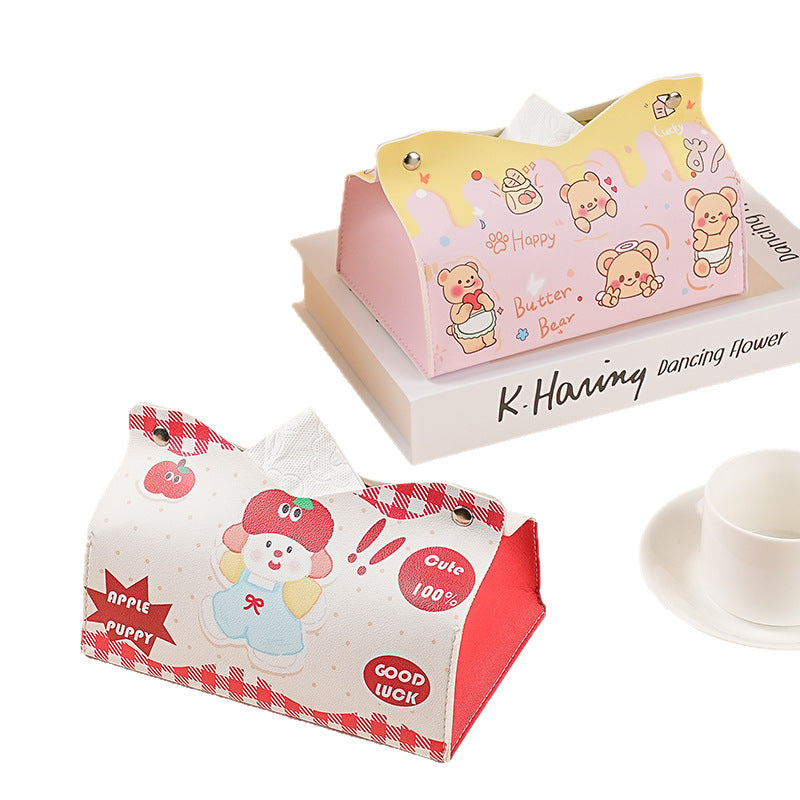Household living room pumping carton storage pumping box restaurant high-end car ornament ins cute cartoon style tissue box