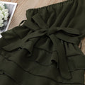 Clear! fashion cross-border girl pure color oblique shoulder patchwork multi-layer skirt dress qingqing warehouse style