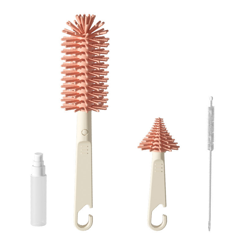 Portable bottle brush suit silicone bottle cleaning brush storage box travel size baby bottle cleaning brush