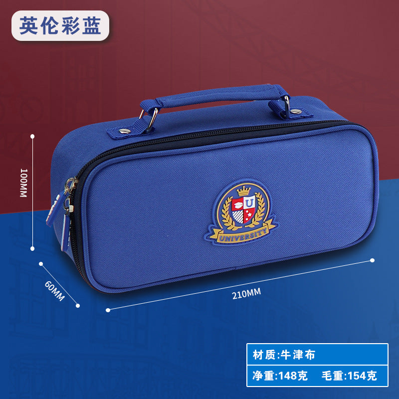 Customized pencil case British style large capacity pencil case Boy college style stationery bag Portable Oxford cloth stationery box wholesale