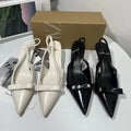 Za new 2024 summer pointed-toe slingback stiletto heel women's open-back pumps, fashionable flats, and trendy sandals