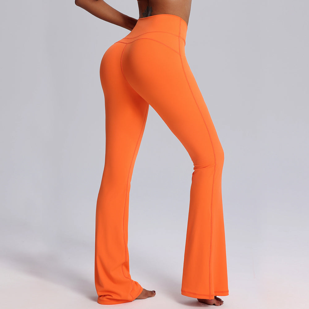 Fashionnew arrival wide-leg yoga bell bottoms high waist hip lift casual sweatpants women's nude tight dance fitness pants