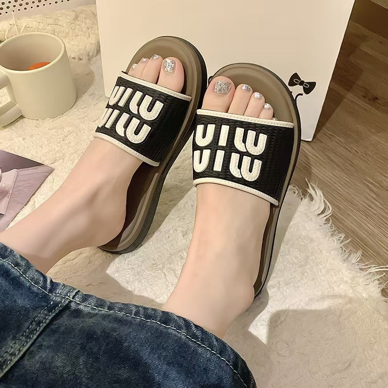 New women's summer slippers: stylish chanel-inspired thong sandals for outdoor wear, trendy and versatile, indoor anti-slip slides