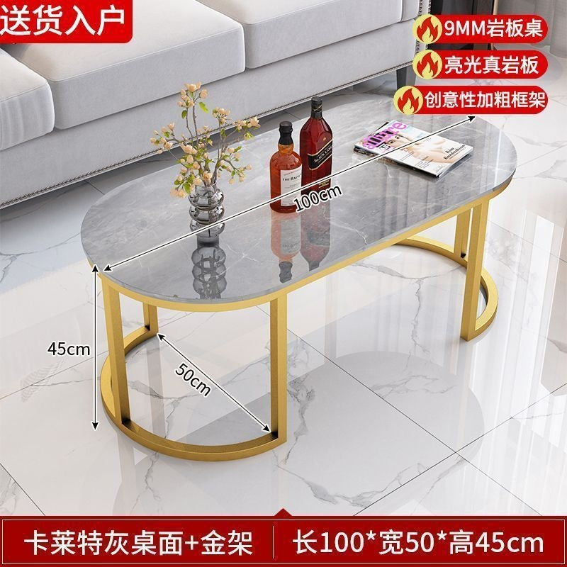 Thickened coffee table living room for home small apartmentaccessible luxury modern rock slab small table casual oval popularnordic coffee table