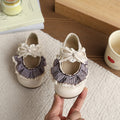 Vancahao girls' bow-tie princess shoes, new spring/autumn  collection, kids' fashionable low-cut leather shoes with lace trim