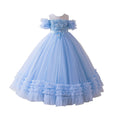 Girls' formal dress - premium princess style for international trade, elegant children's birthday gown, european and american off-shoulder tutu with sequins