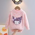 Girlsweater round neck knitting bottom shirt new arrival heartcolorfulsweetfleece-linedthickened children's sweater
