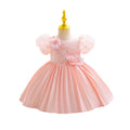Ready-to-ship baby girl's evening gown, featuring delicate lace and a princess silhouette. perfect for model photoshoots, piano recitals, and special occasions
