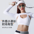 Women's customizable three-piece activewear set: sports bra, running top, and shorts for outdoor fitness, yoga, golf, and tennis