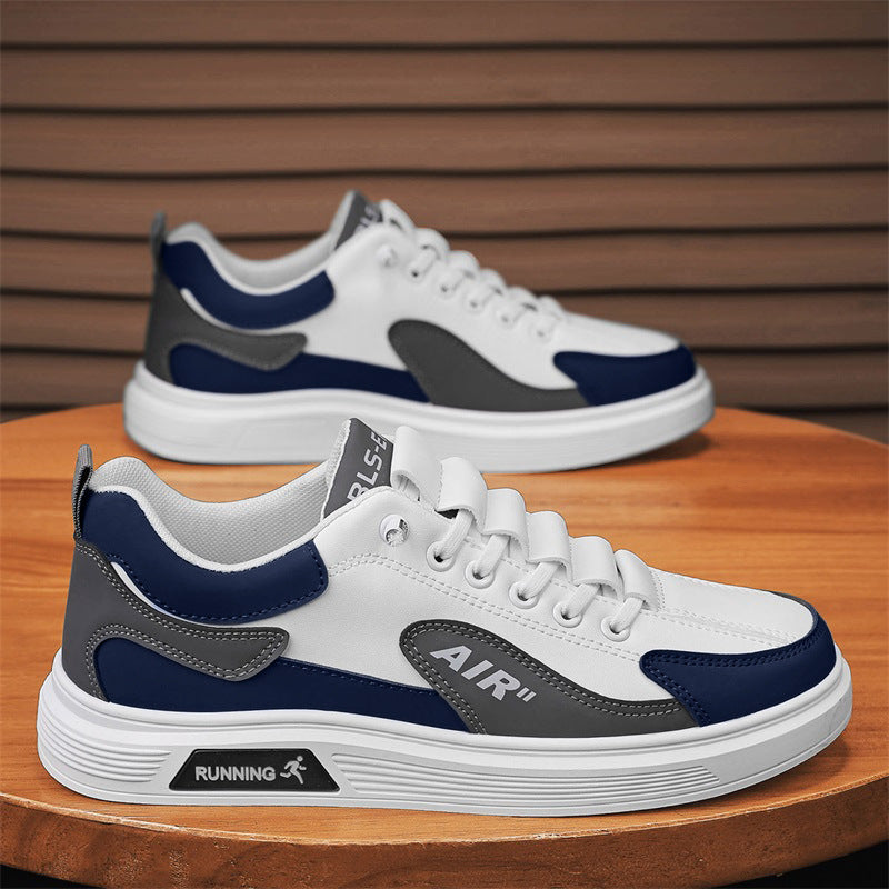 Men's summer new leather sneakers breathable athletic casual shoes youth trendy korean style versatile men's white shoes