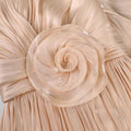 retrov necksatin mid-sleeve dress stereo flower waist slit evening party dress dress