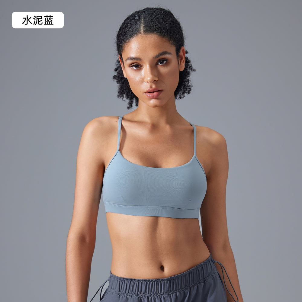 Adjustable straps backless sports bra women's running shockproof fitness bra barely-there yoga bra d25108