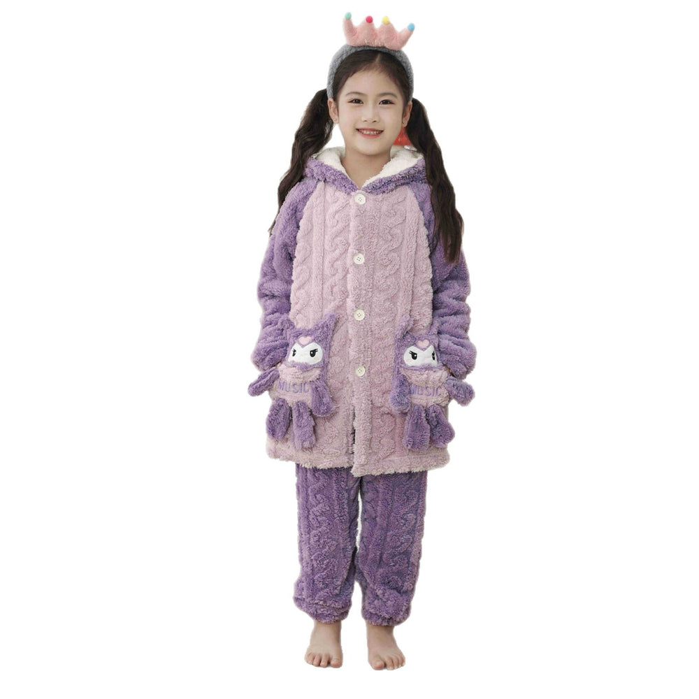 Kids pajamasfall and winter style new arrival coral velvet girl nightgown autum flannel big child girl bathrobe warm